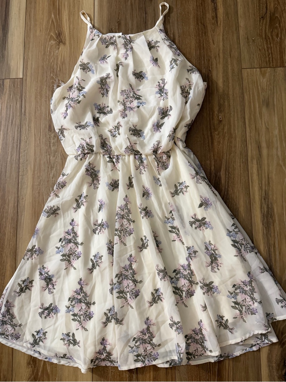 NWT Blue Rain White Floral Halter Sundress size small women’s